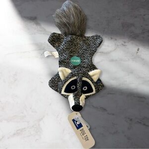 Top Paw Raccoon No Stuffing Dog Toy With Crinkle Sound Effect And Squeaker